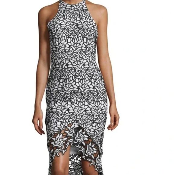 Elliatt Dresses & Skirts - ELLIATT Ivory Coast Lace Sheath Midi Dress White & Black Floral, Size S